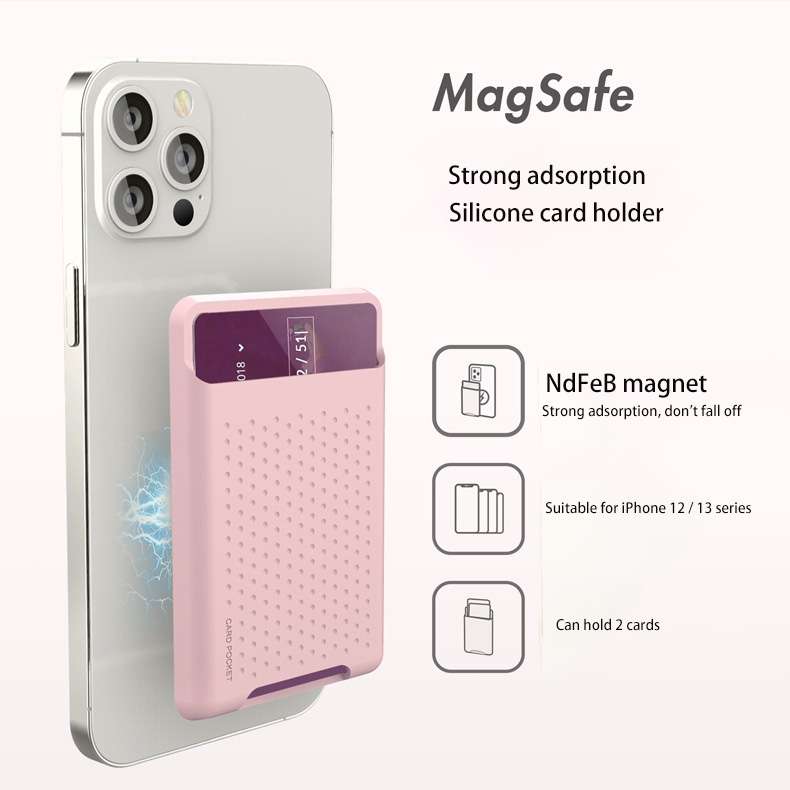 For iPhone 13 Series / iPhone 12 Series Silicone Wallet Pouch Card Case Anti-degaussing ... (Grey)