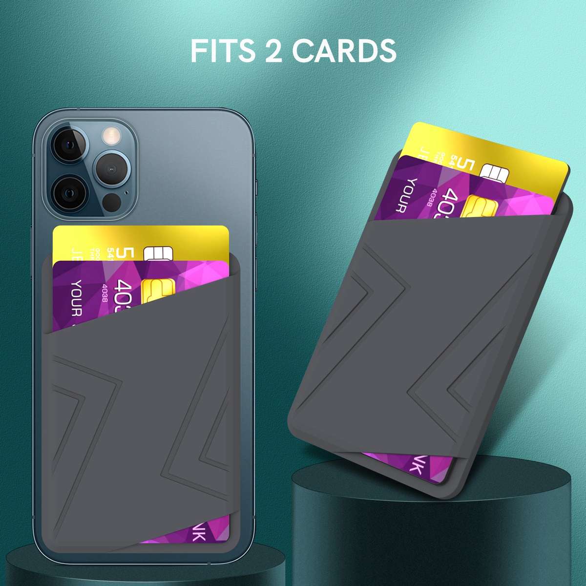 Silicone Wallet Pouch Card Case Magsafing Card Holder(Black)