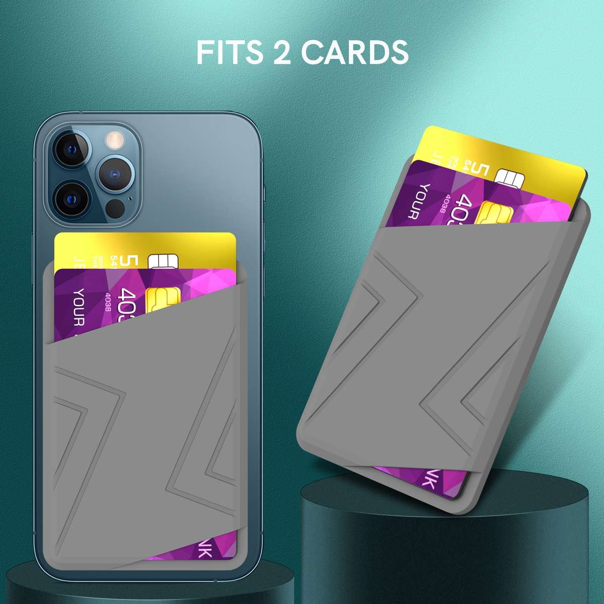 Silicone Wallet Pouch Card Case Magsafing Card Holder(Grey)