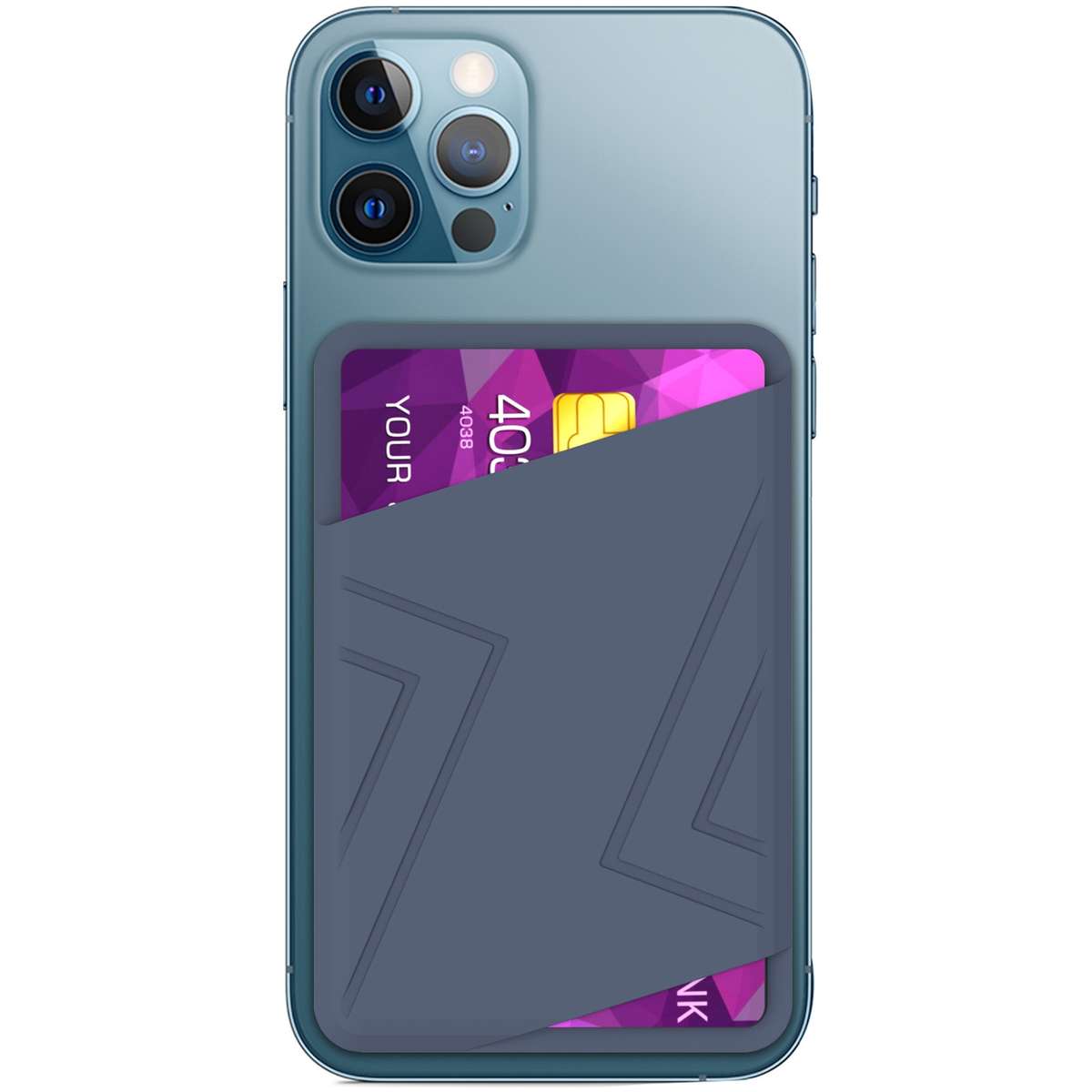 Silicone Wallet Pouch Card Case Magsafing Card Holder(Blue)
