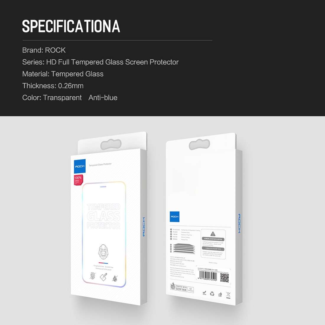 For iPhone 11 Pro Max / XS Max ROCK 0.26mm 9H 6D Curved Surface HD Full Screen T ... (Transparent)