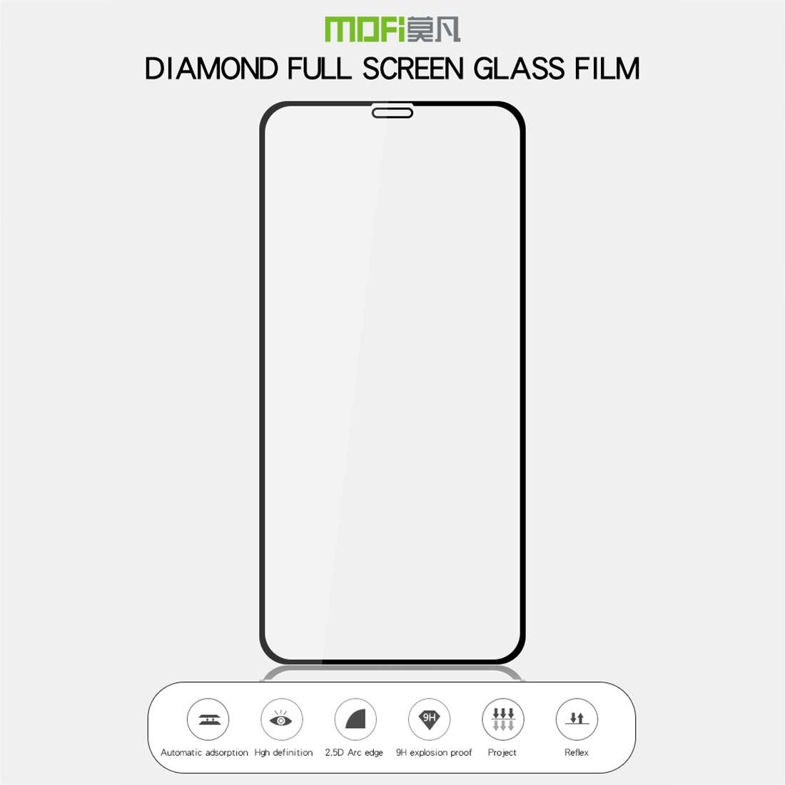 For iPhone 11 Pro / XS / X MOFI 9H Surface Hardness 2.5D Arc Edge Explosion-proof Full ... (Black)