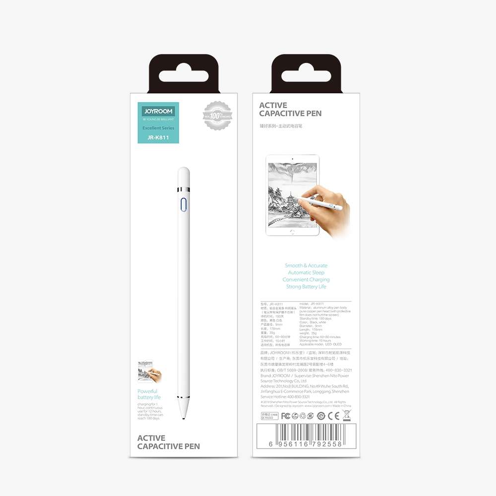 JOYROOM JR-K811 Excellent Series Micro USB Rechargeable Active Capacitive Stylus Pen w ... (Black)