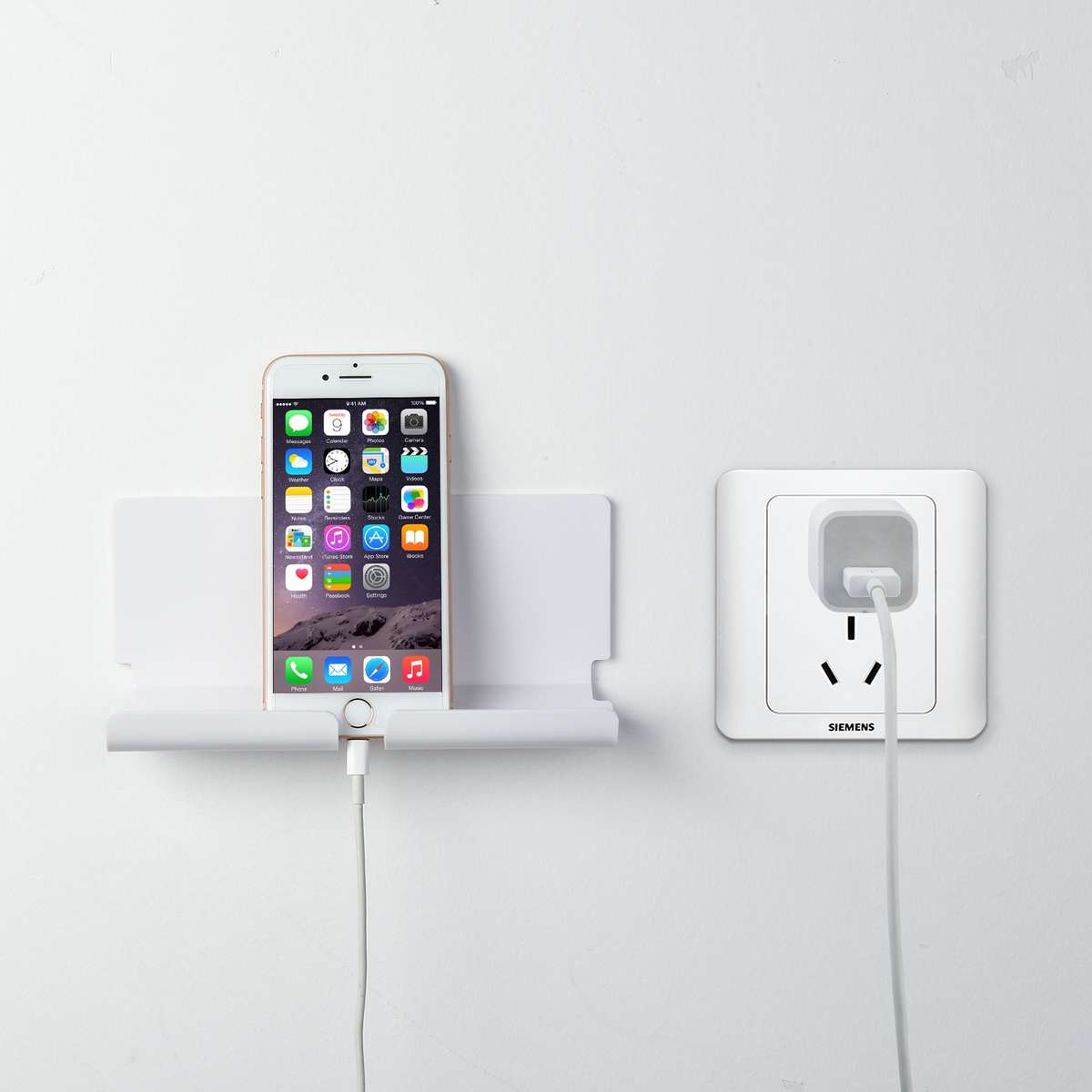 Charging Holder Wall Bracket with 3M Sticker for Mobile Phone & Tablet PC (Transparent)
