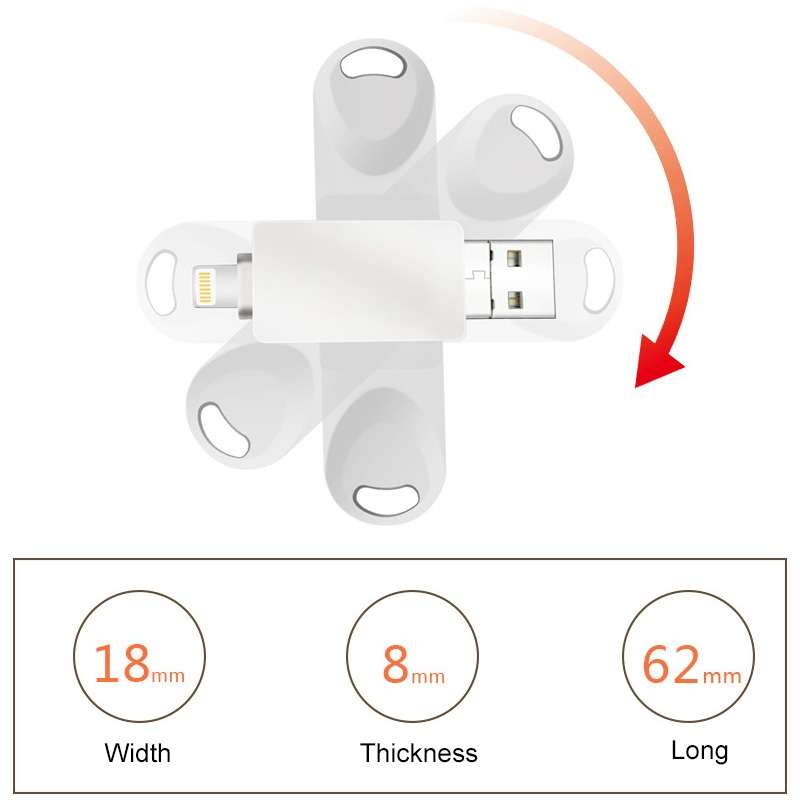 S29 3 in 1 64GB Micro USB + USB + 8 Pin Interface Metal Twister Flash Disk(Silver)