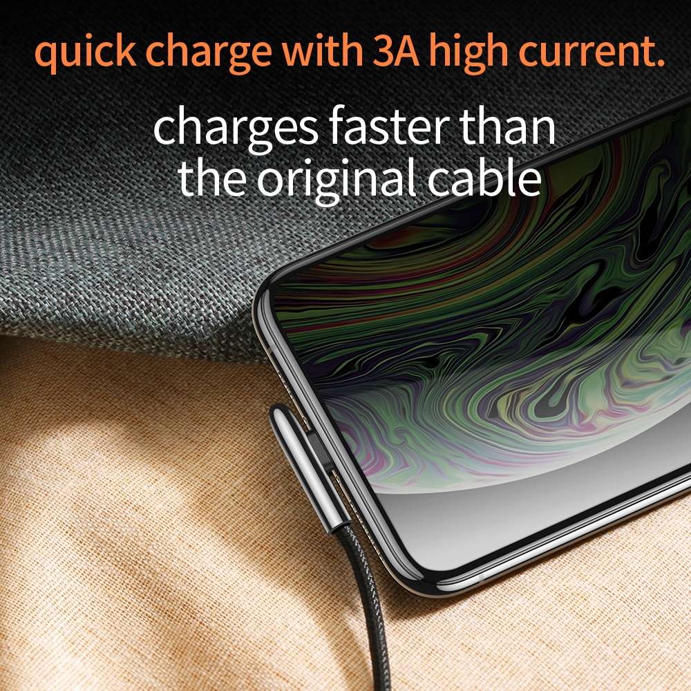 JOYROOM S-M98K 3A 8 Pin Bullet Shape Quick Charging + Transmission Nylon Braided Data ... (Black)