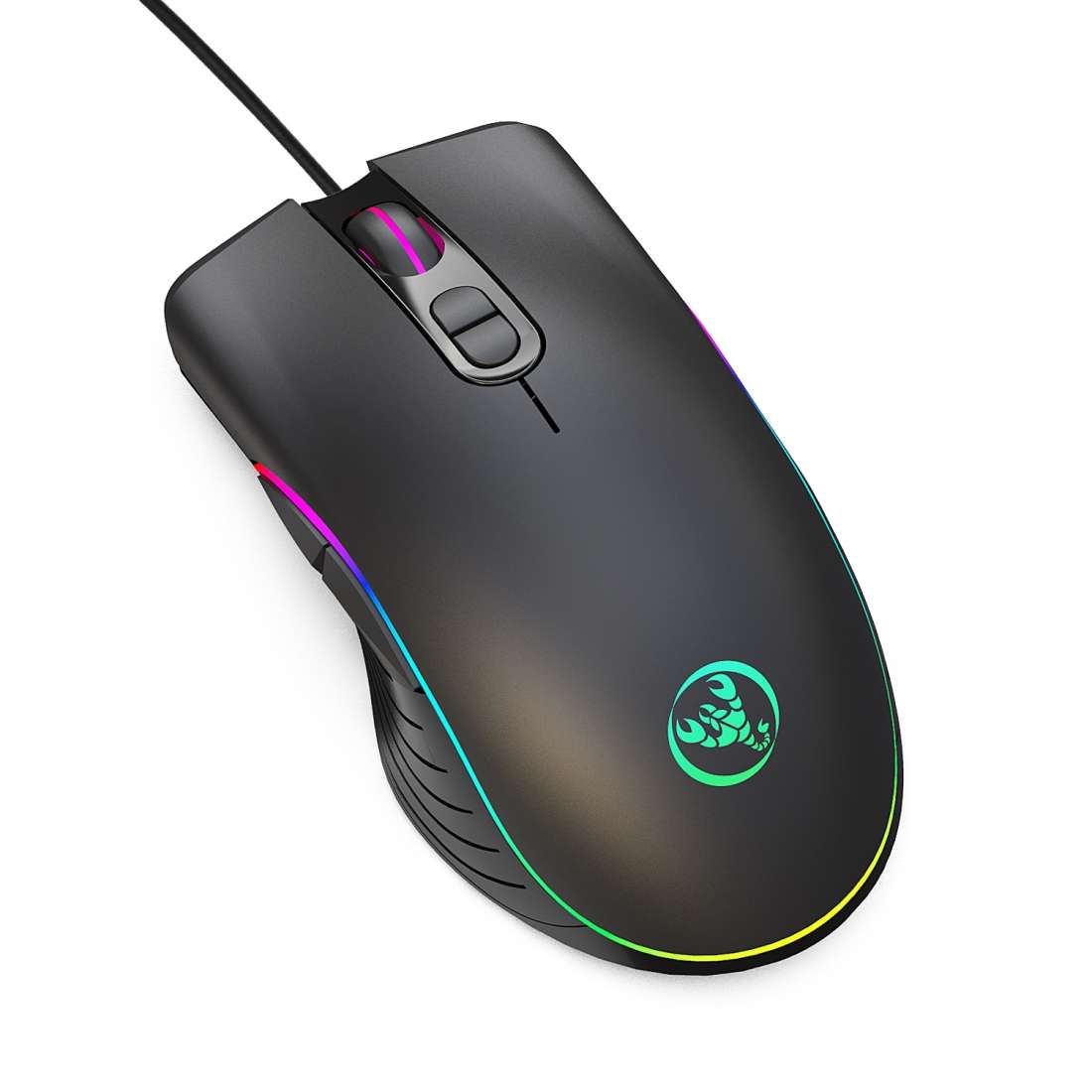 HXSJ A867 USB 6400DPI Four-speed Adjustable RGB Illuminate Wired E-sport Gaming Mouse, Length: 1.5