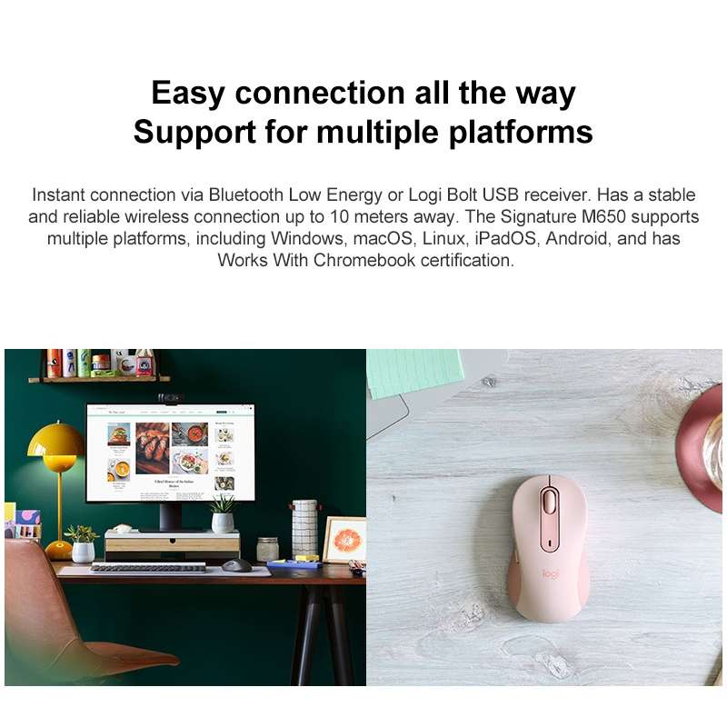 Logitech M650 5-keys 2000 DPI Wireless Bluetooth Silent Mouse (Black)