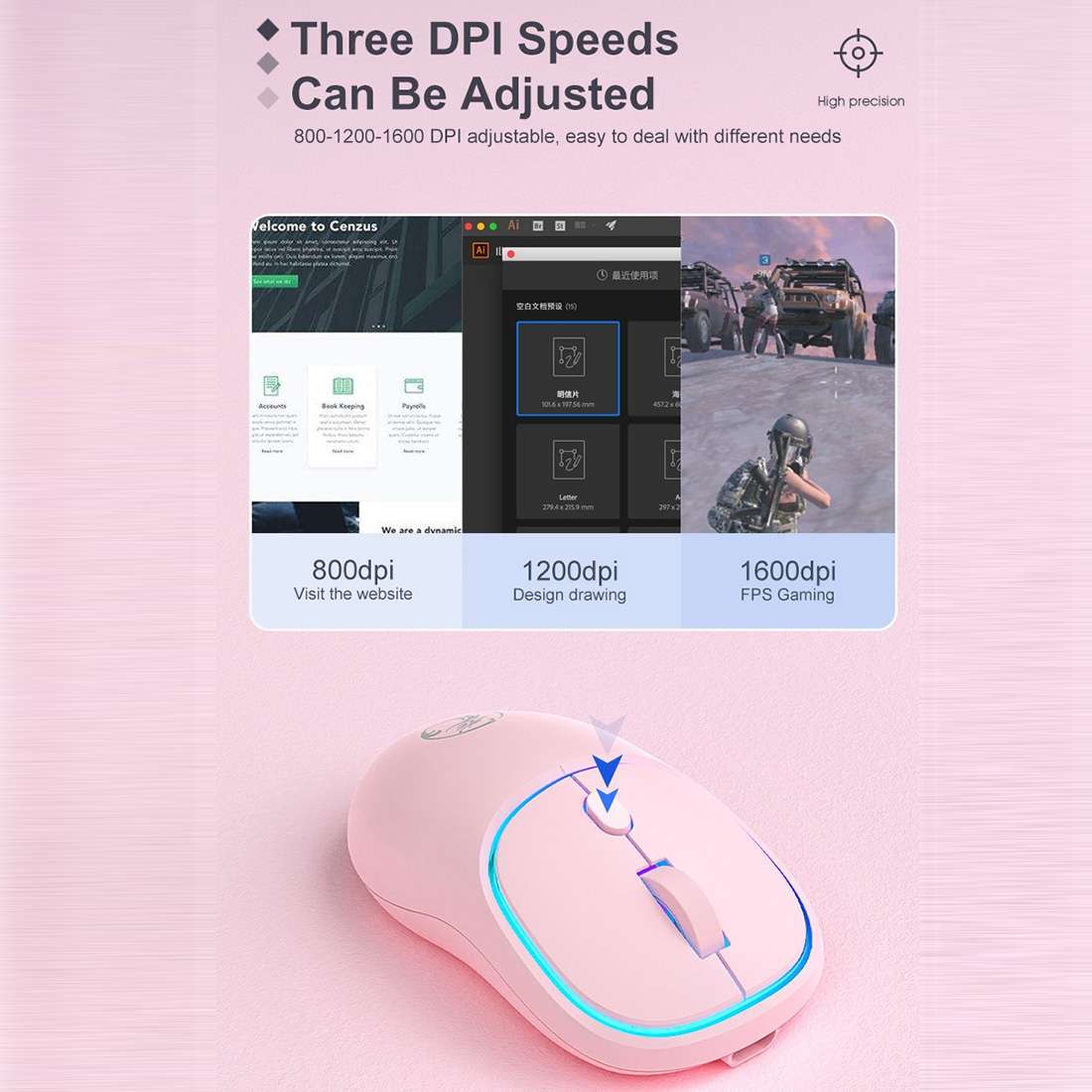 iMICE W-618 Rechargeable 4 Buttons 1600 DPI 2.4GHz Silent Wireless Mouse for Computer PC Laptop (...