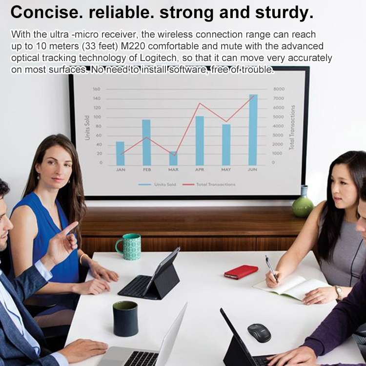 Logitech M220 1200DPI 2.4GHz Ergonomic Wireless Mouse (Blue)