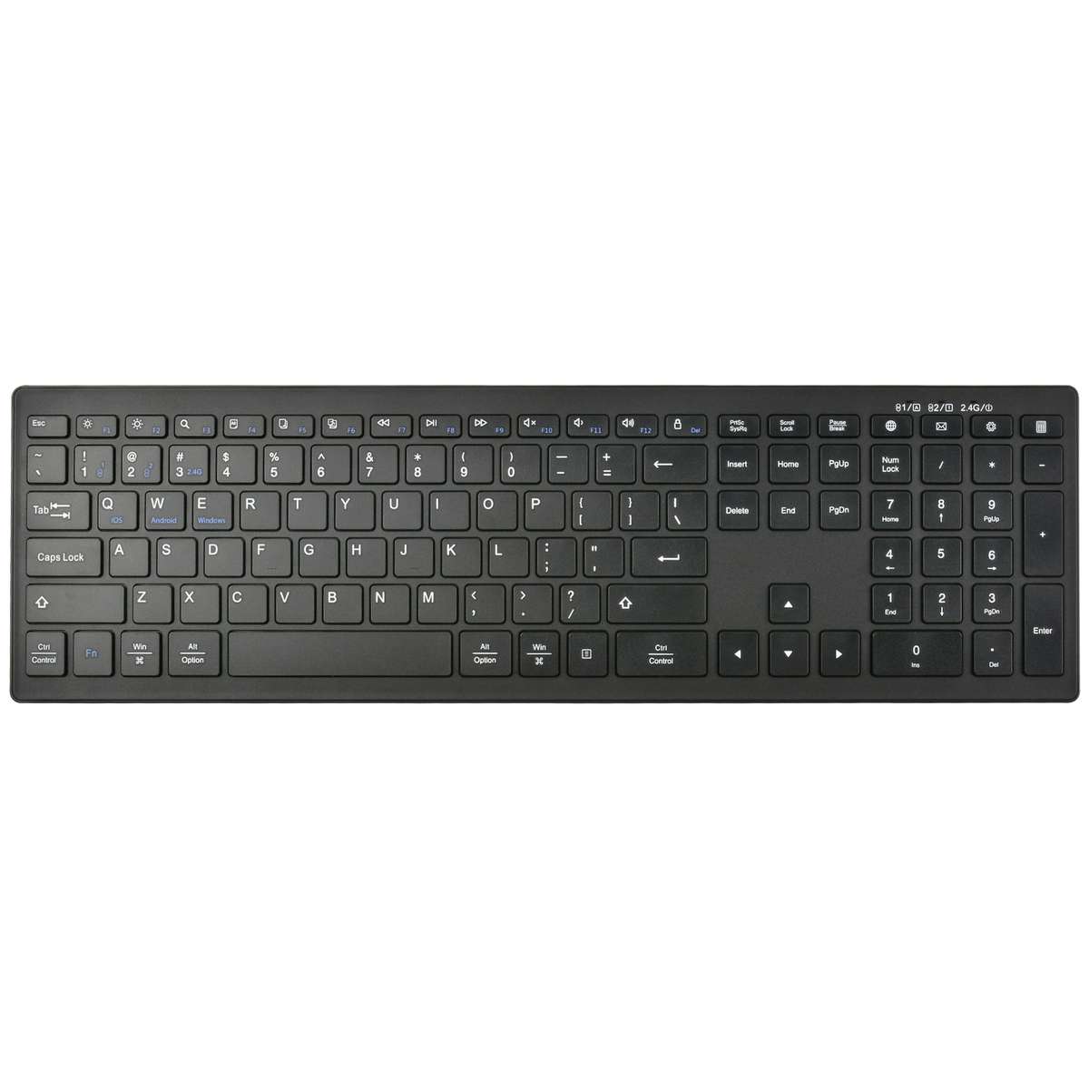 169 2.4Ghz + Bluetooth Dual Mode Wireless Keyboard, Compatible with iSO & Android & Windows (Black)