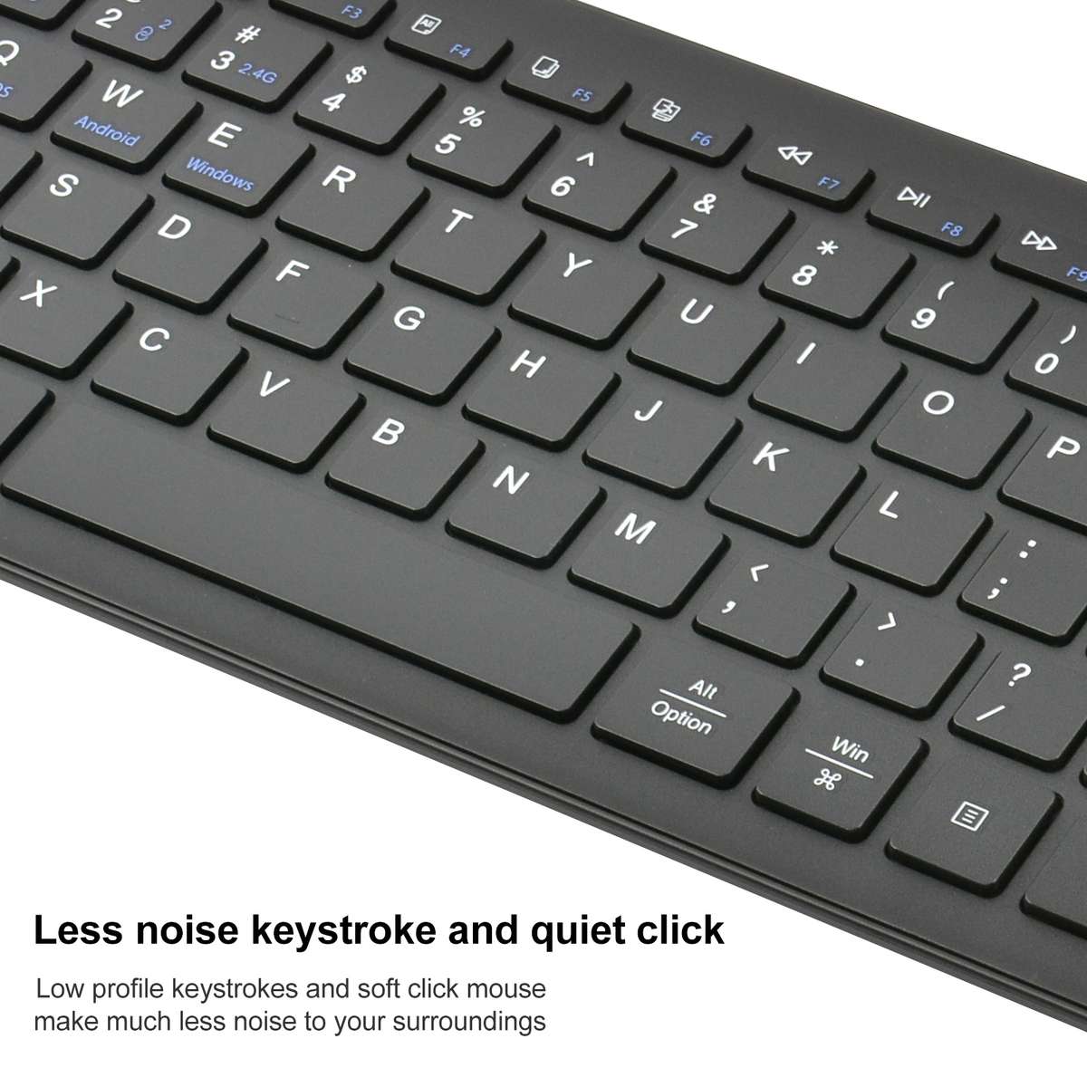169 2.4Ghz + Bluetooth Dual Mode Wireless Keyboard, Compatible with iSO & Android & Windows (Black)