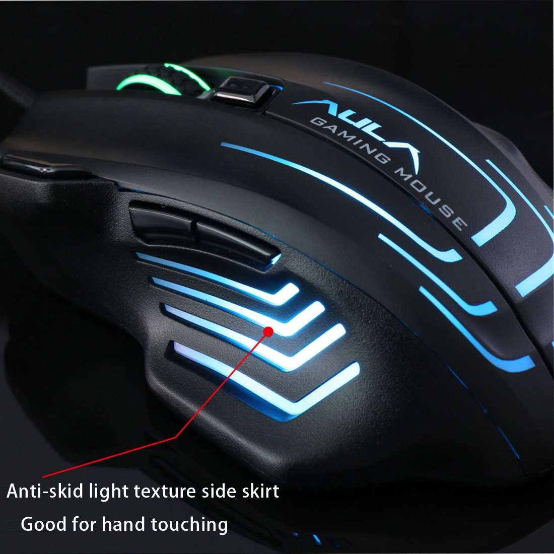 Aula Series Ghost Shark II Colourful Light 7D Optical Competitive USB Wired Game Mouse ... (Black)