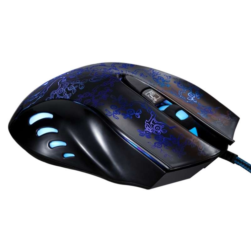 Chasing Leopard 169 USB 2400DPI Four-speed Adjustable LED Backlight Wired Optical E-sp ... (Black)