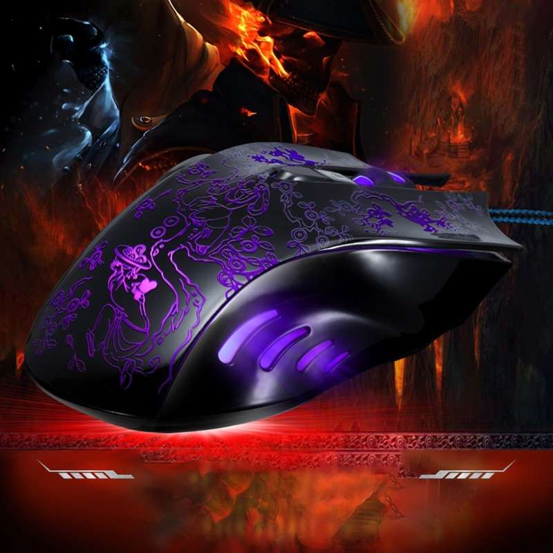 Chasing Leopard 169 USB 2400DPI Four-speed Adjustable LED Backlight Wired Optical E-sp ... (Black)
