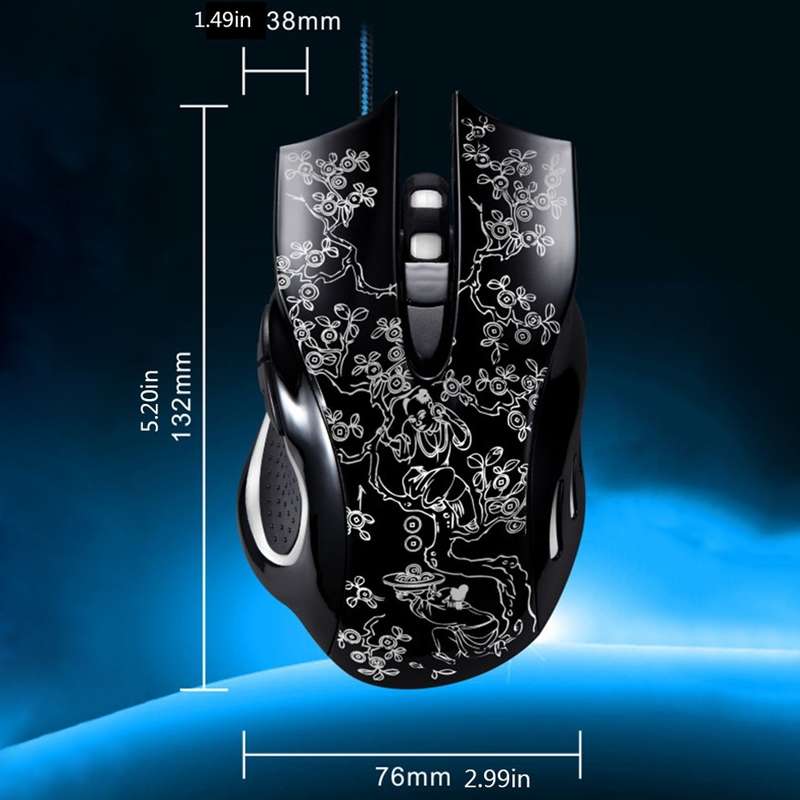 Chasing Leopard 169 USB 2400DPI Four-speed Adjustable LED Backlight Wired Optical E-sp ... (Black)