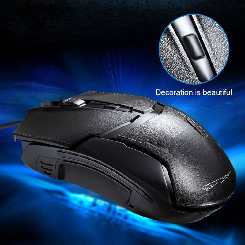 Chasing Leopard 179 USB 1600DPI Three-speed Adjustable Wired Optical Gaming Mouse, Len ... (Black)