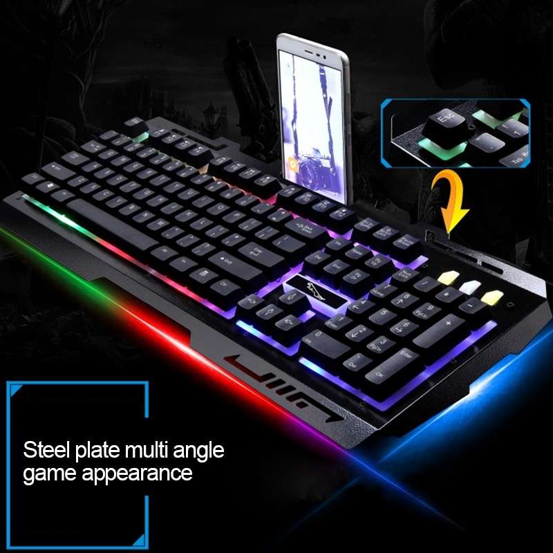 Chasing Leopard G700 USB RGB Backlight Wired Optical Gaming Mouse and Keyboard Set, Ke ... (Black)