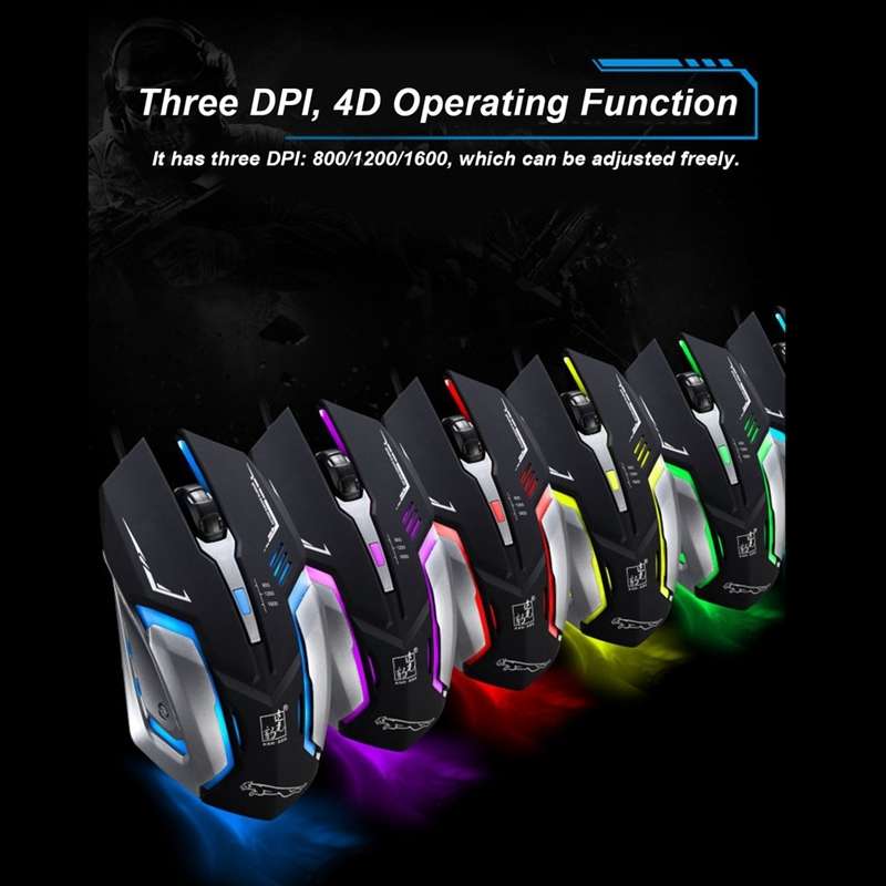 Chasing Leopard K1 USB 1600DPI Three-speed Adjustable LED Backlight Mute Wired Optical ... (White)