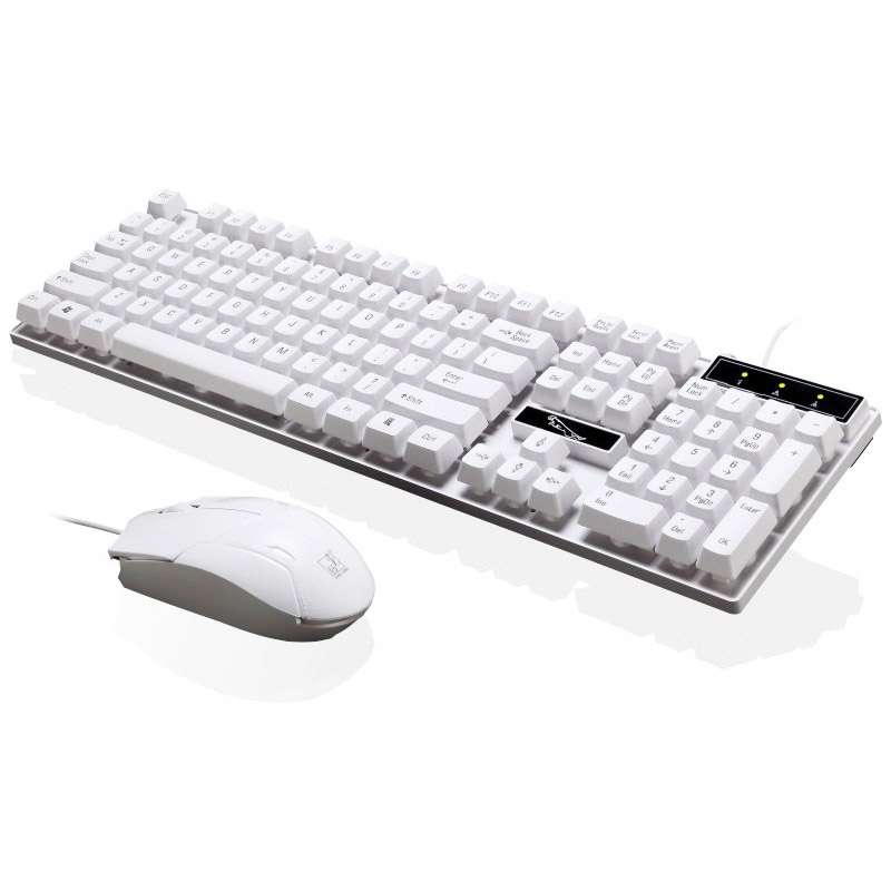 Chasing Leopard Q17 104 Keys USB Wired Suspension Gaming Office Keyboard + Wired Symme ... (White)