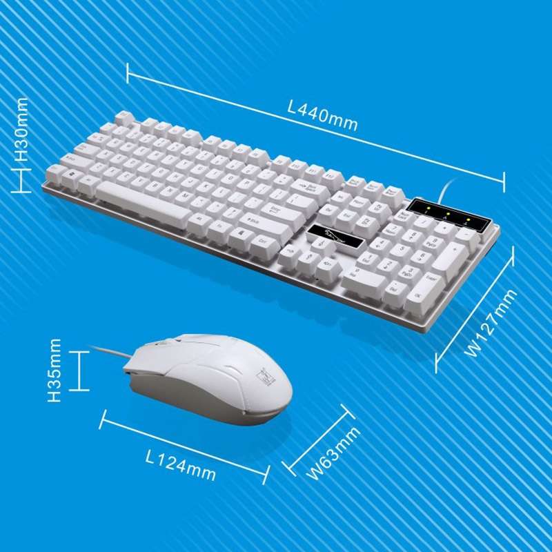 Chasing Leopard Q17 104 Keys USB Wired Suspension Gaming Office Keyboard + Wired Symme ... (White)