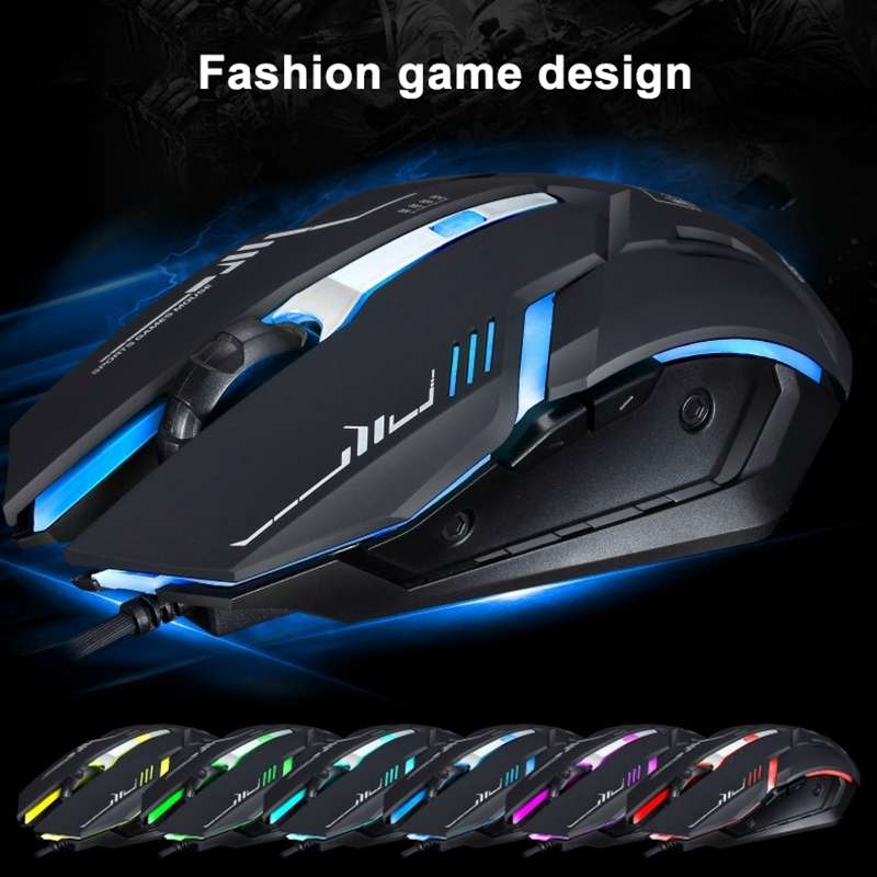 Chasing Leopard V17 USB 2400DPI Four-speed Adjustable Line Pattern Wired Optical Gamin ... (Black)