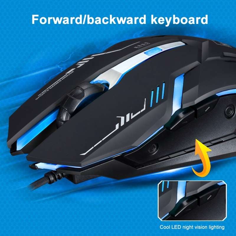 Chasing Leopard V17 USB 2400DPI Four-speed Adjustable Line Pattern Wired Optical Gamin ... (Black)