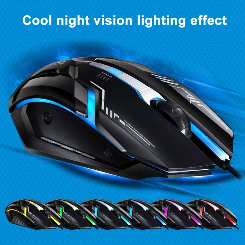 Chasing Leopard V17 USB 2400DPI Four-speed Adjustable Line Pattern Wired Optical G ... (Jet Black)