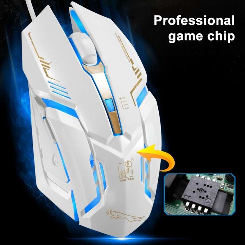 Chasing Leopard V17 USB 2400DPI Four-speed Adjustable Line Pattern Wired Optical G ... (Jet Black)