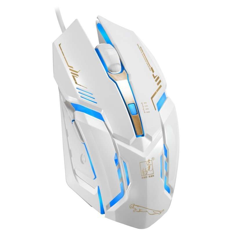 Chasing Leopard V17 USB 2400DPI Four-speed Adjustable Line Pattern Wired Optical Gamin ... (White)