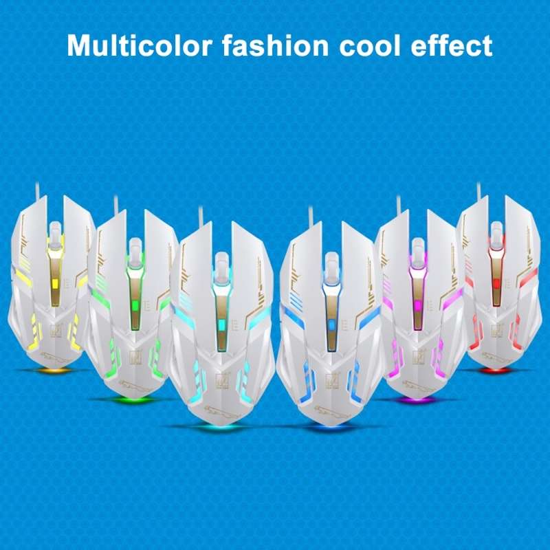 Chasing Leopard V17 USB 2400DPI Four-speed Adjustable Line Pattern Wired Optical Gamin ... (White)