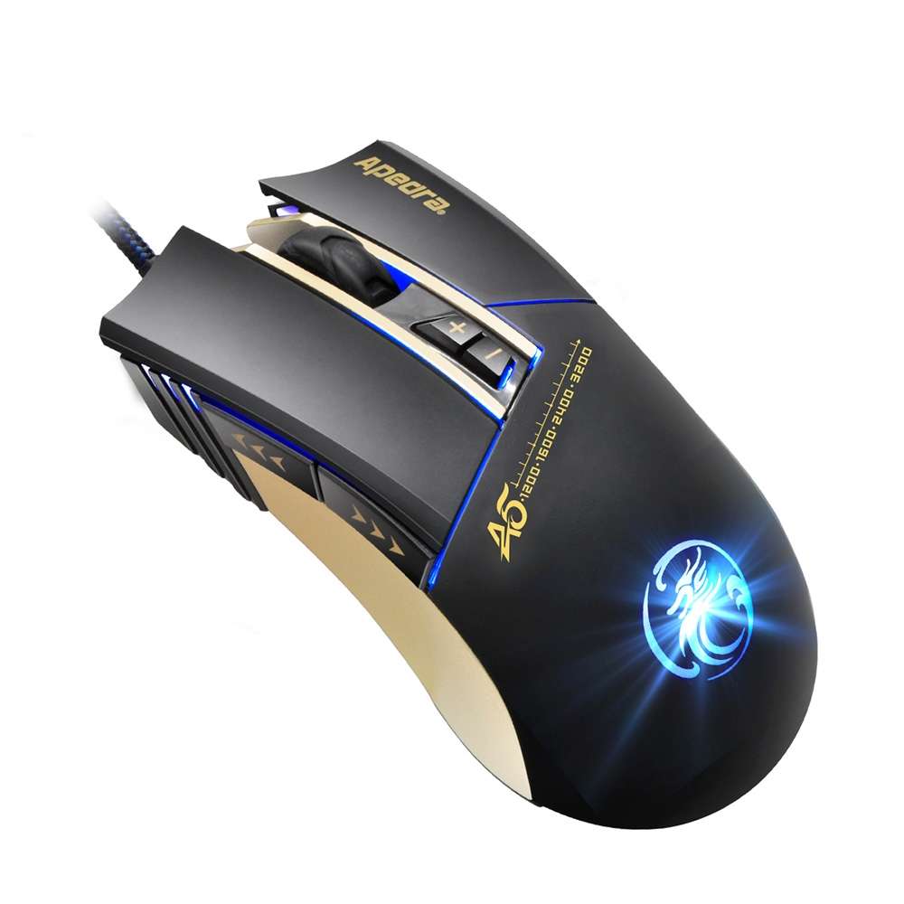 Apedra iMICE A5 High Precision Gaming Mouse LED four color controlled breathing light ... (Black)