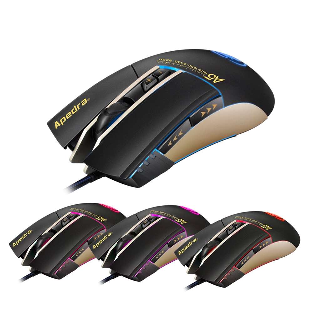 Apedra iMICE A5 High Precision Gaming Mouse LED four color controlled breathing light ... (Black)