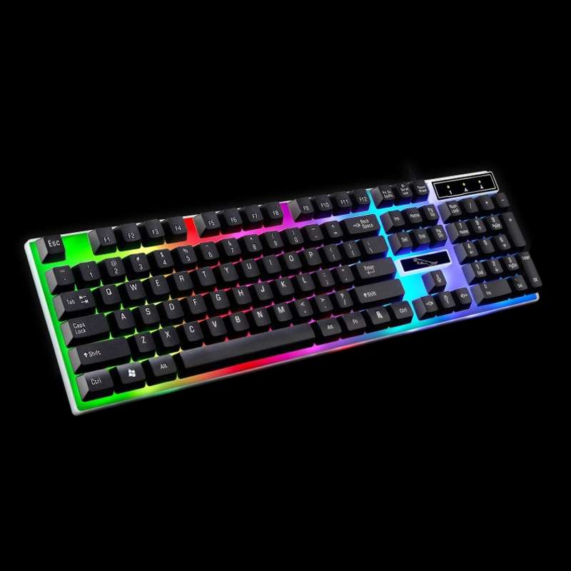 ZGB G21 104 Keys USB Wired Mechanical Feel Colorful Backlight Office Computer Keyboard ... (Black)