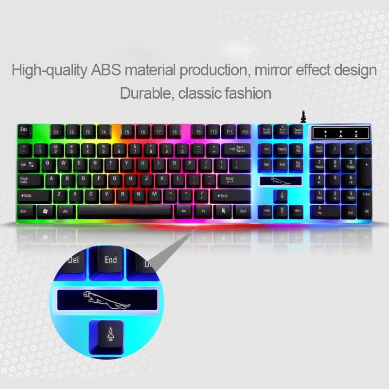 ZGB G21 104 Keys USB Wired Mechanical Feel Colorful Backlight Office Computer Keyboard ... (Black)