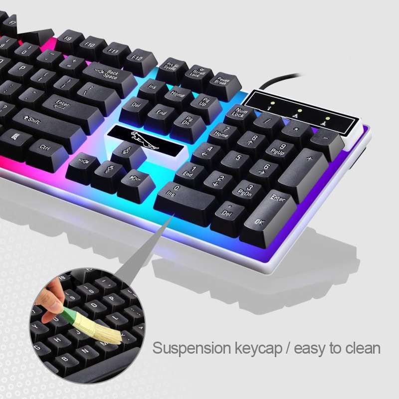 ZGB G21 104 Keys USB Wired Mechanical Feel Colorful Backlight Office Computer Keyboard ... (Black)