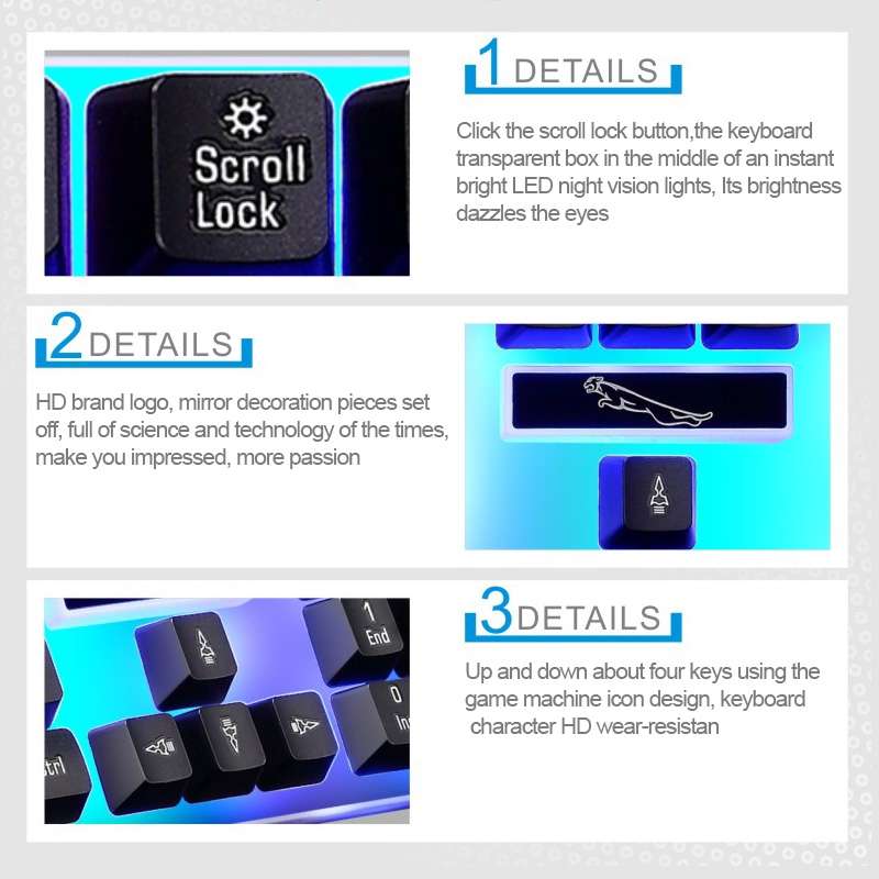 ZGB G21 104 Keys USB Wired Mechanical Feel Colorful Backlight Office Computer Keyboard ... (Black)