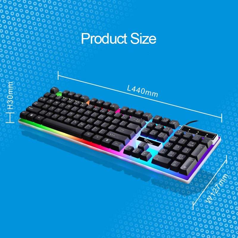 ZGB G21 104 Keys USB Wired Mechanical Feel Colorful Backlight Office Computer Keyboard ... (Black)
