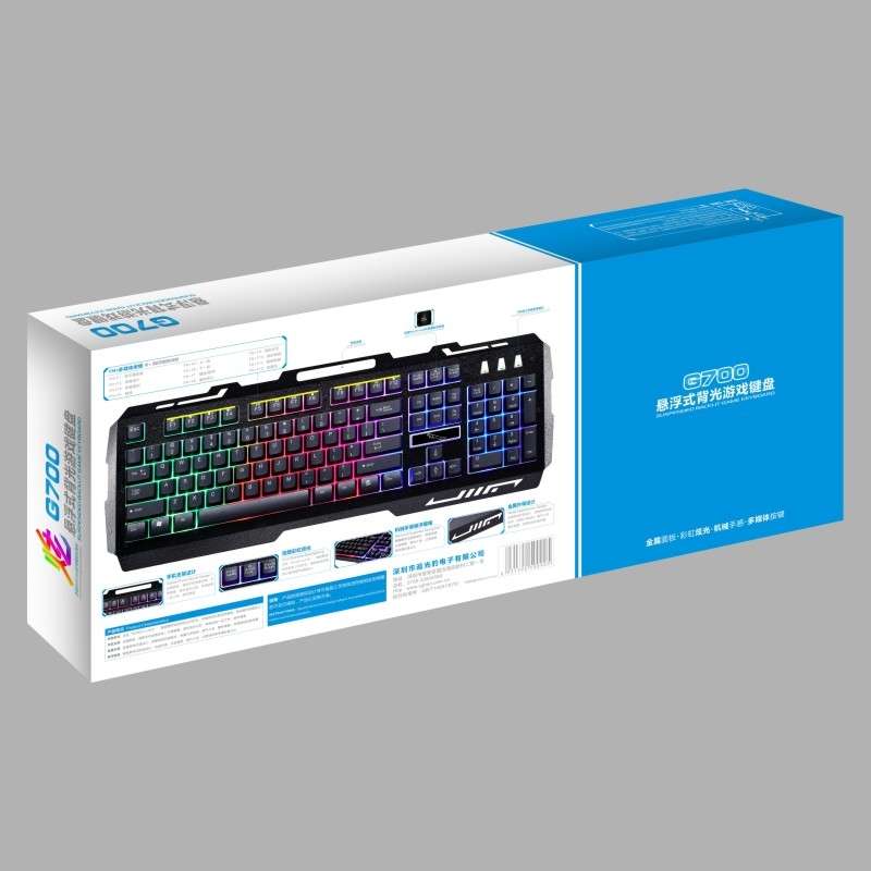 ZGB G700 104 Keys USB Wired Mechanical Feel Glowing Metal Panel Suspension Gaming Keyb ... (Black)