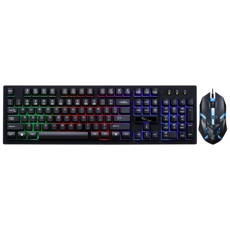 ZGB G20 1600 DPI Professional Wired Glowing Mechanical Feel Suspension Keyboard + Opti ... (Black)