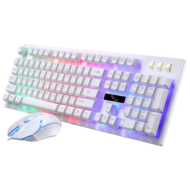 ZGB G20 1600 DPI Professional Wired Glowing Mechanical Feel Suspension Keyboard + Opti ... (White)