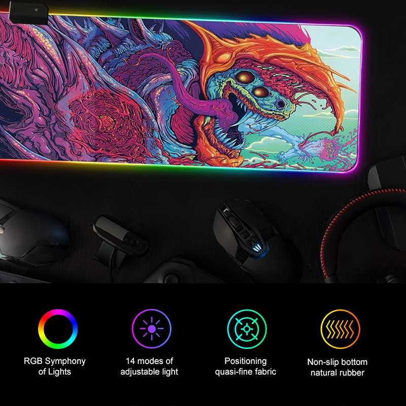 Computer Monster Pattern Illuminated Mouse Pad, Size: 90 x 30 x 0.4cm