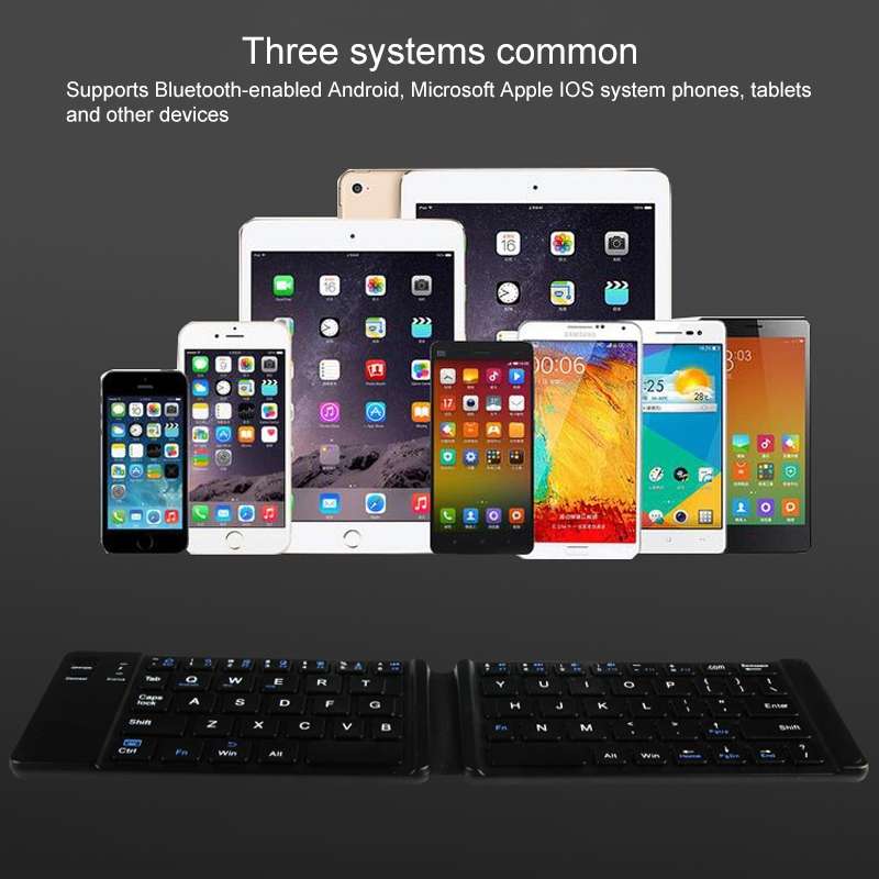 K018 USB Charging Foldable 67 Keys Bluetooth Wireless Keyboard (Black)