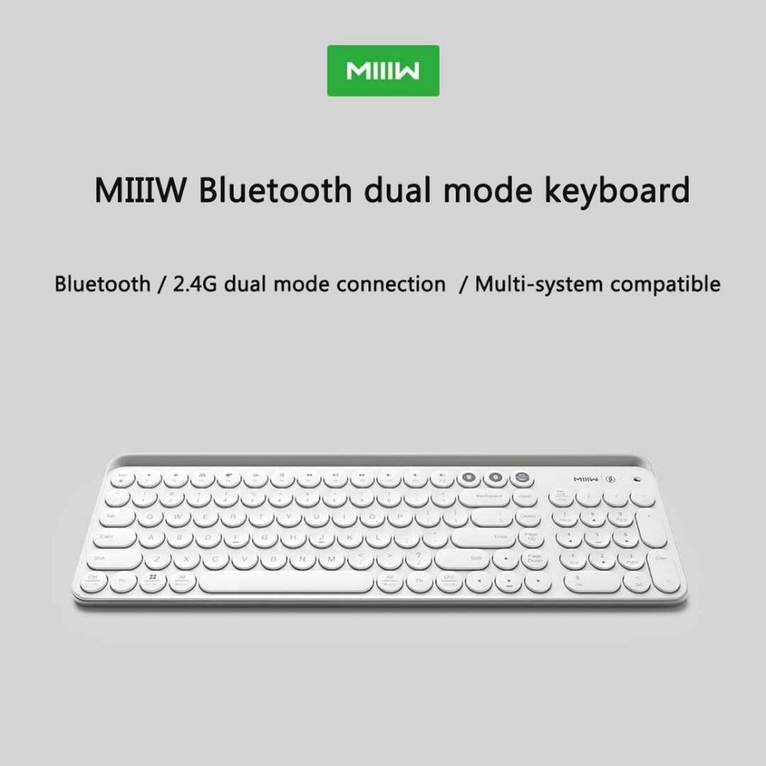 Original Xiaomi Youpin MIIIW 102 Keys Bluetooth + 2.4GHz Wireless Dual Modes Keyboard(White)