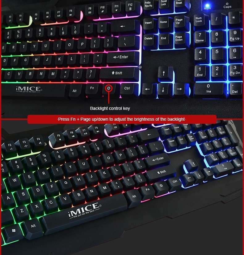 iMICE AK-400 USB Interface 104 Keys Wired Colorful Backlight Gaming Keyboard for Compu ... (Black)