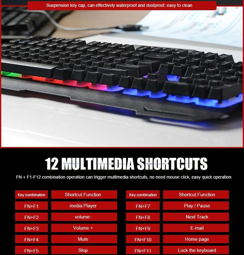 iMICE AK-400 USB Interface 104 Keys Wired Colorful Backlight Gaming Keyboard for Compu ... (Black)