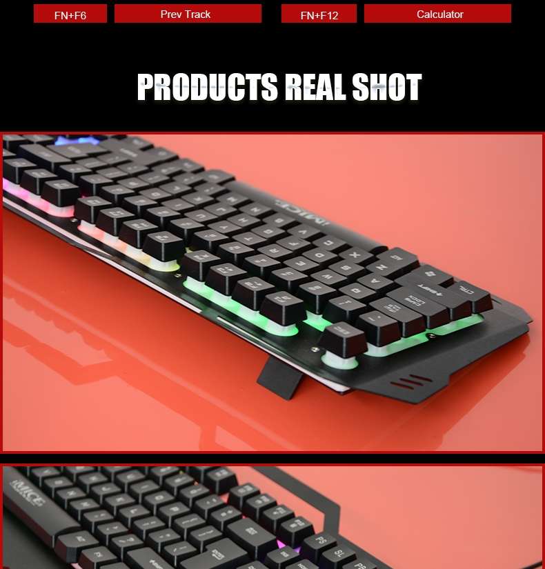 iMICE AK-400 USB Interface 104 Keys Wired Colorful Backlight Gaming Keyboard for Compu ... (Black)