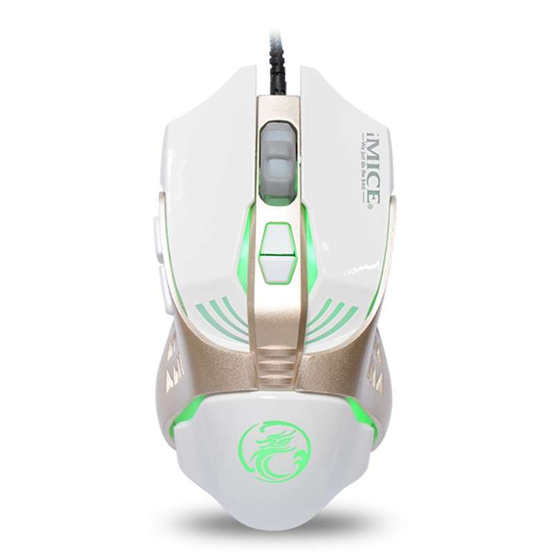 iMICE V5 USB 7 Buttons 4000 DPI Wired Optical Colorful Backlight Gaming Mouse for Comp ... (White)