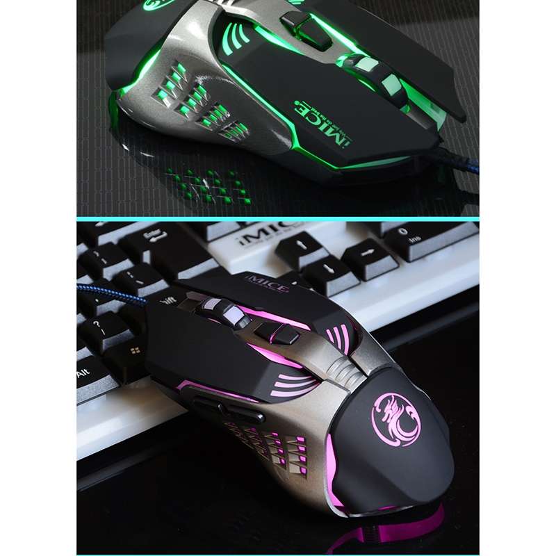 iMICE V5 USB 7 Buttons 4000 DPI Wired Optical Colorful Backlight Gaming Mouse for Comp ... (White)