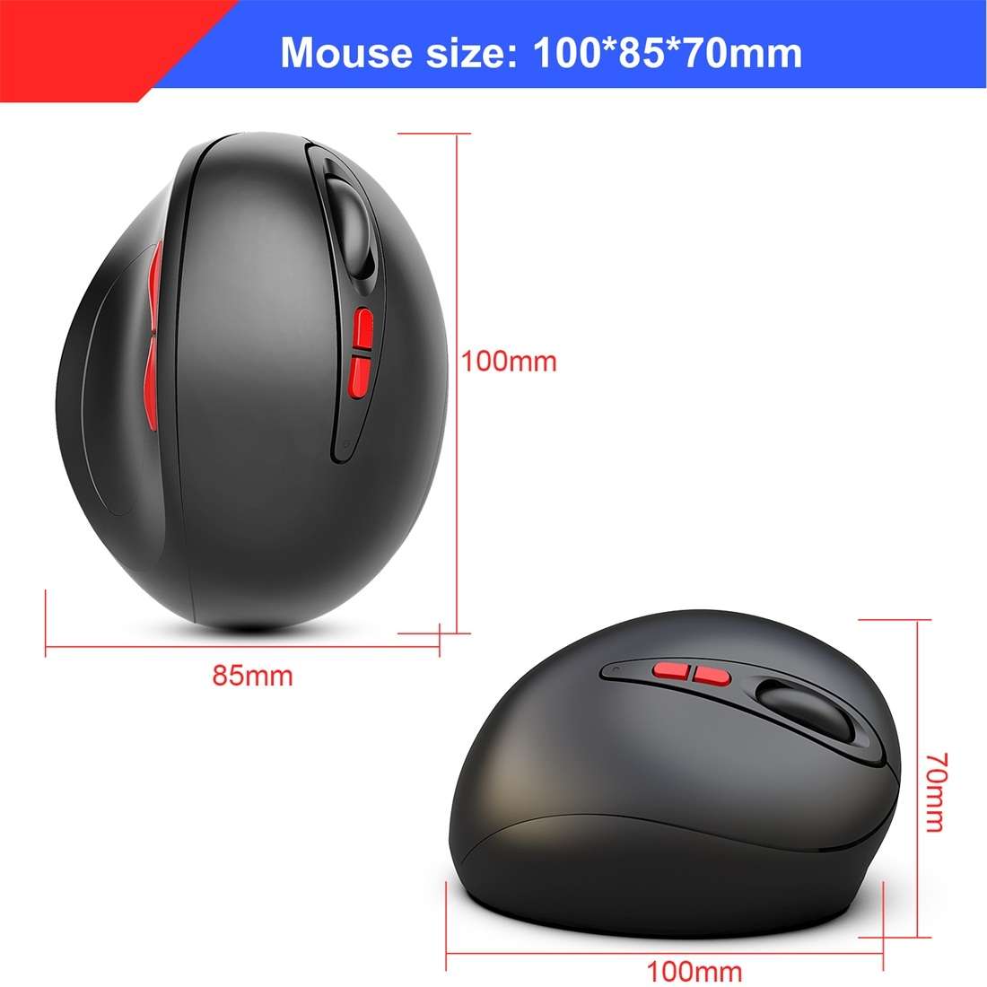 HXSJ T33 2.4GHz Ergonomic Optical Wireless Notebook PC Mouse (Black)